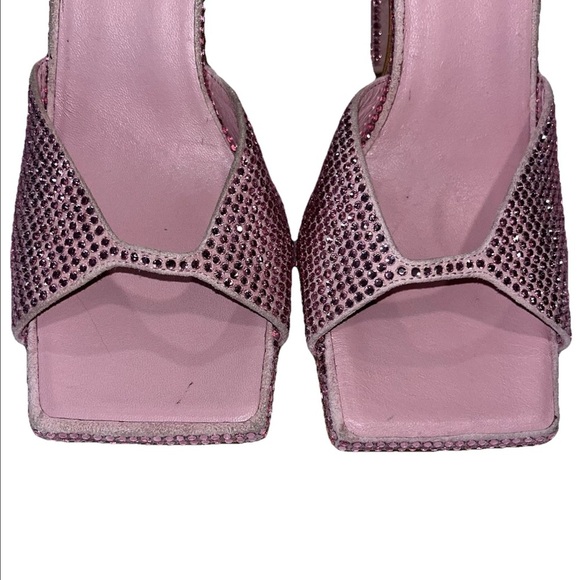 GIA BORGHINI x RHW Rosie sandals pink 39 US 9 mule suede rhinestone leather New - Picture 9 of 15